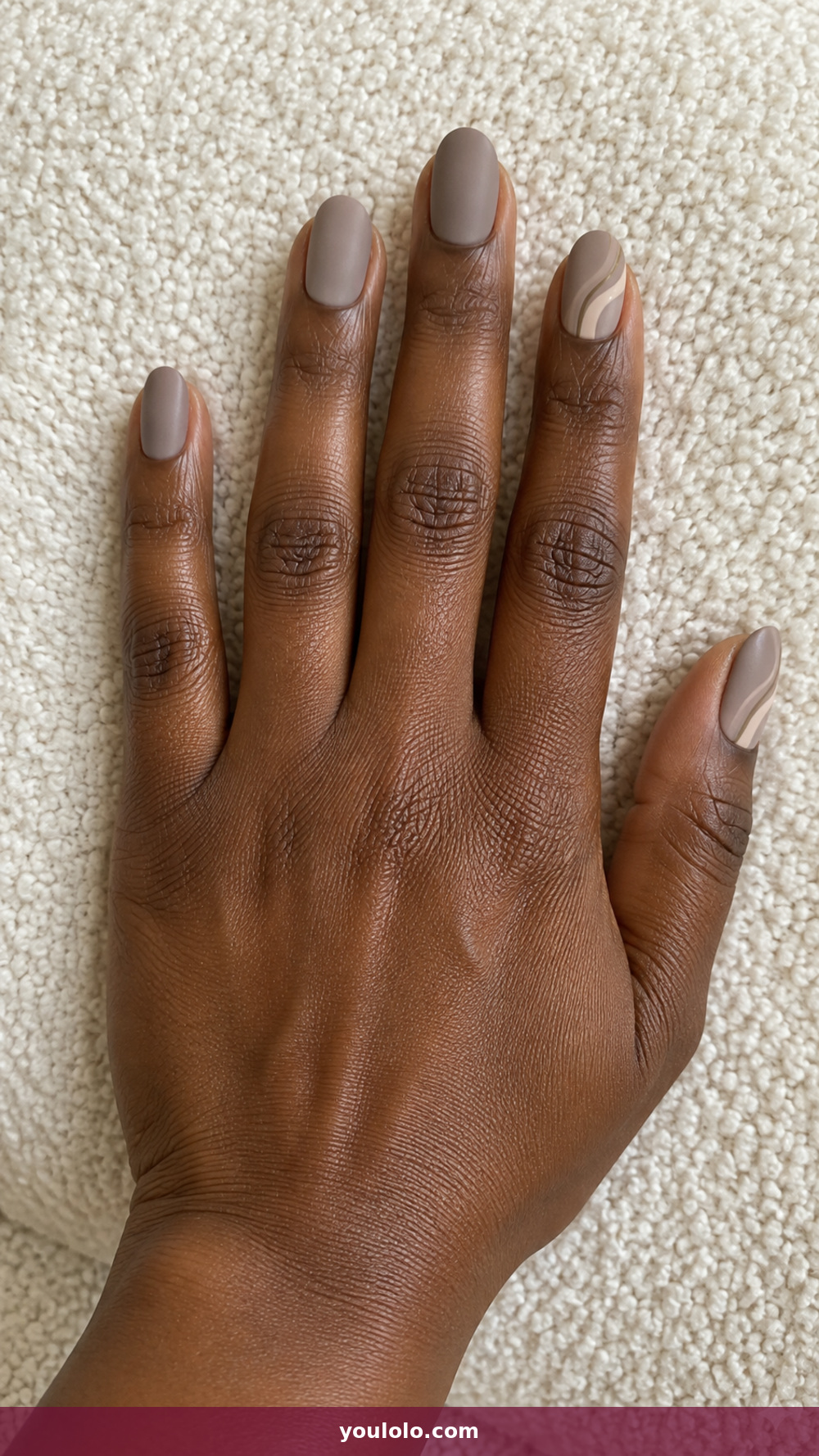 Matte Nails idea 7: Greige Cashmere in a realistic fall manicure