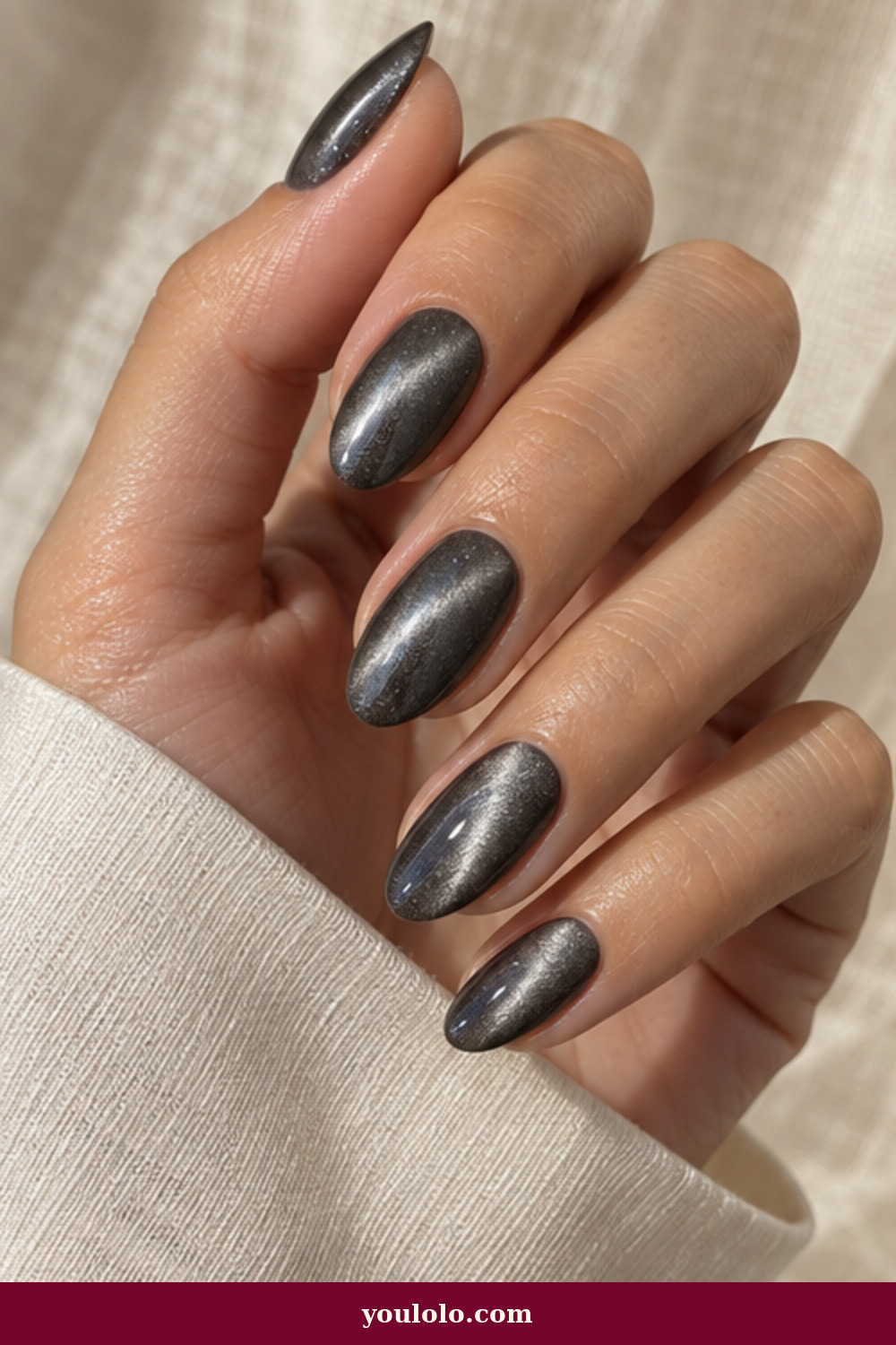 Cool Girl Nails idea 7: Gunmetal Velvet