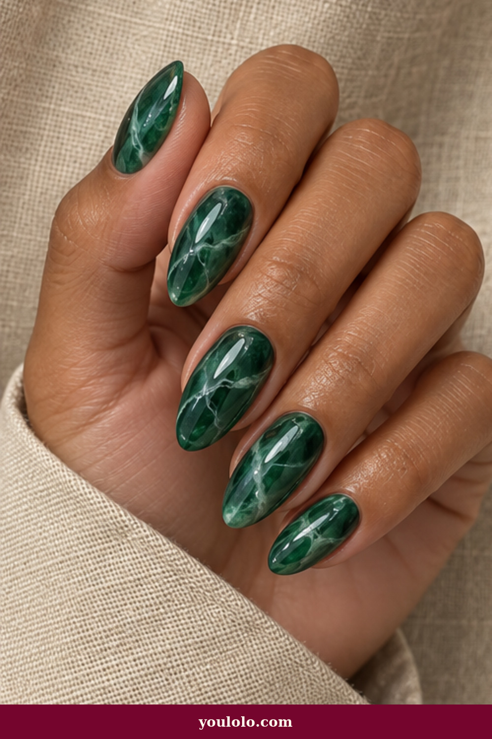 Emerald Green Nails idea 7: Jade Marble