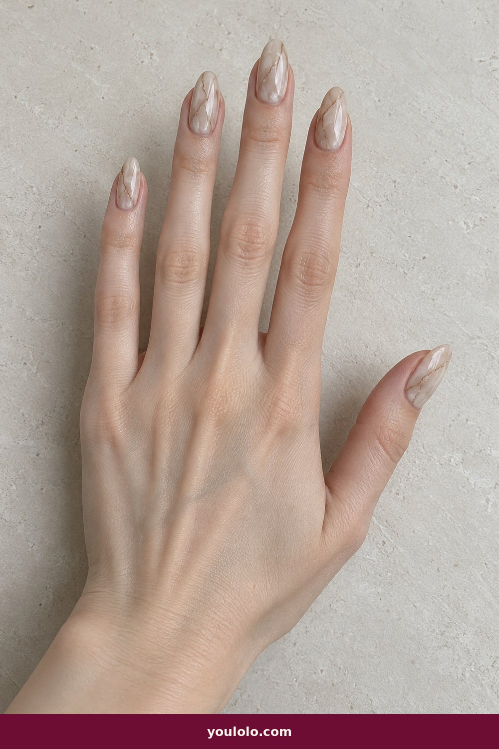 Beige Nails idea 7: Latte Marble