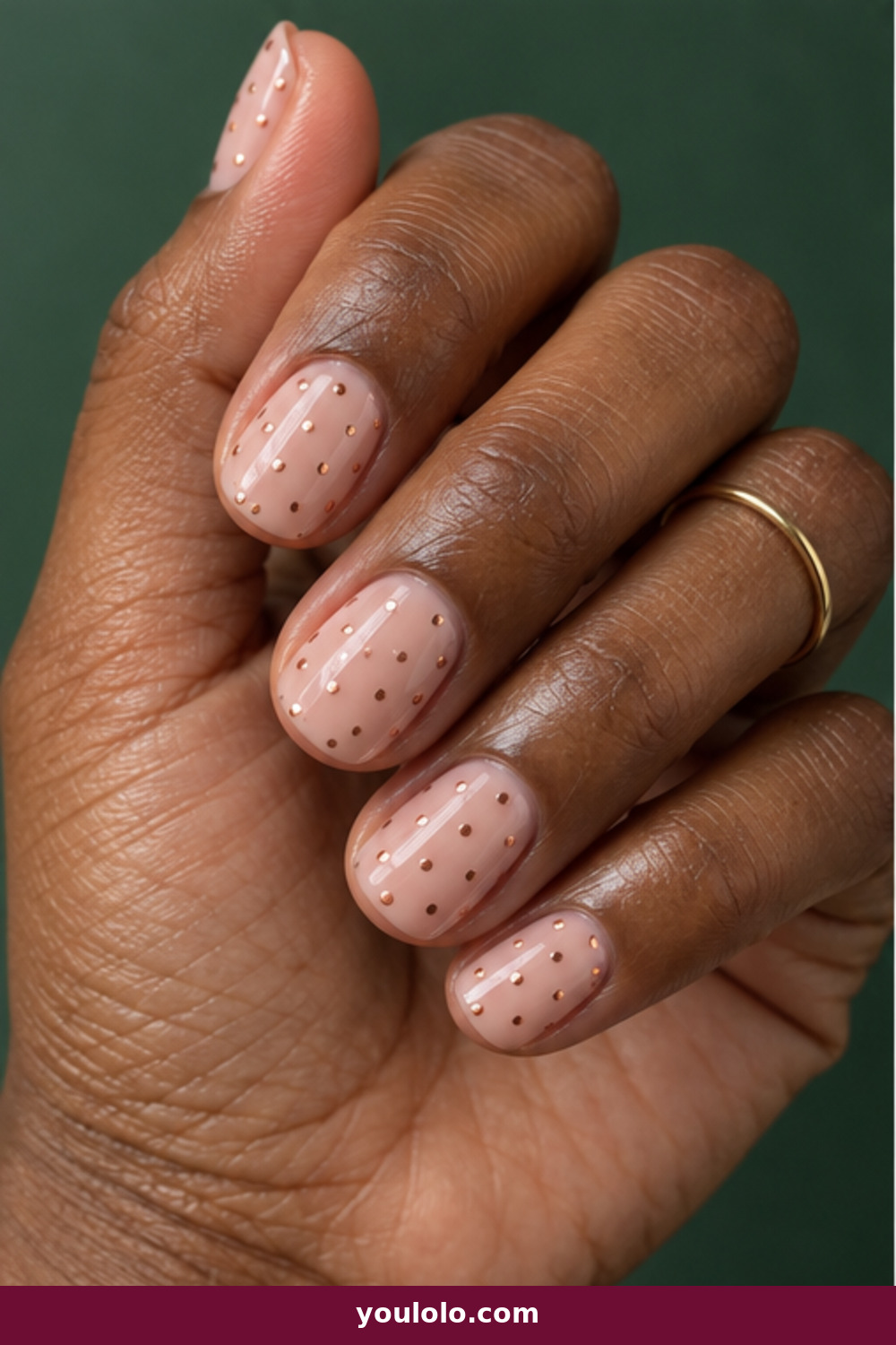 Pink Polka Dot Nails idea 7: Rose-Gold Micro Dots