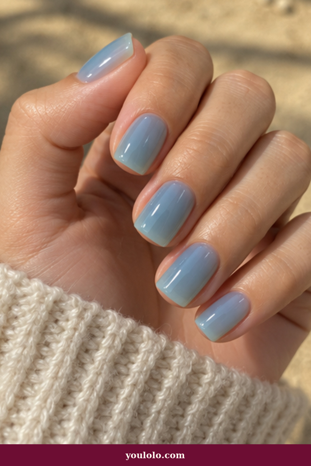 Squoval Nails idea 7: Sea-Glass Blue Jelly