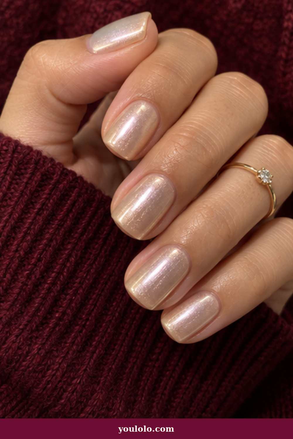 Squoval Nails idea 8: Champagne Pearl Glaze