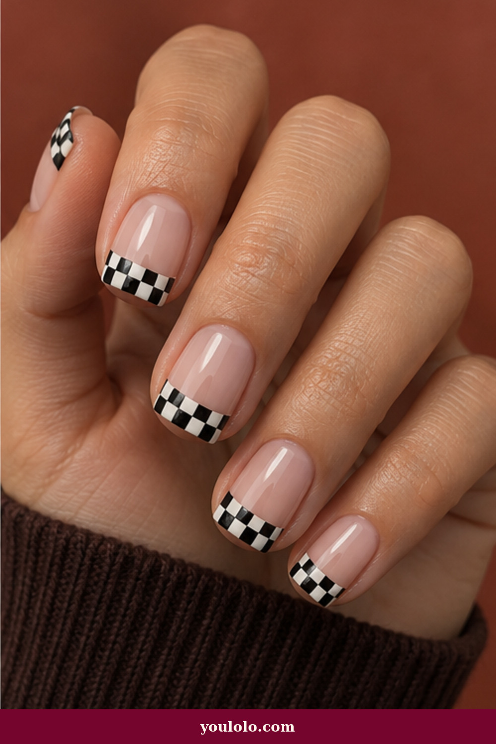 Simple Funky Nails idea 8: Checkerboard Micro French