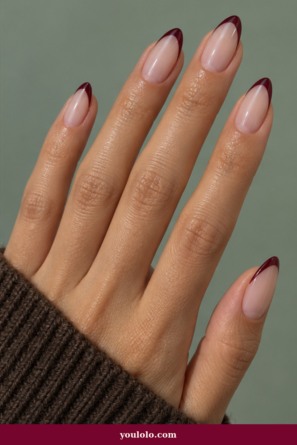Cool Girl Nails idea 8: Oxblood Knife-Edge Tips