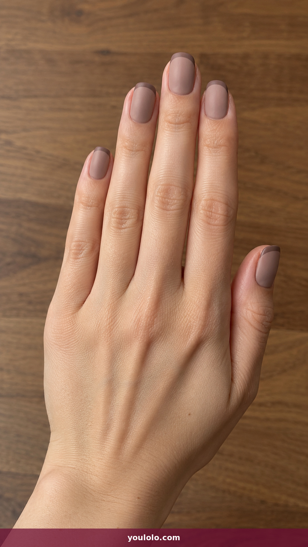 Matte Nails idea 8: Taupe Micro-French in a realistic fall manicure