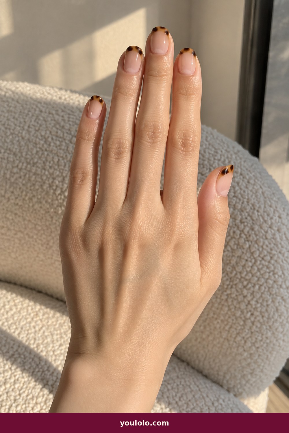 Beige Nails idea 8: Tortoise French