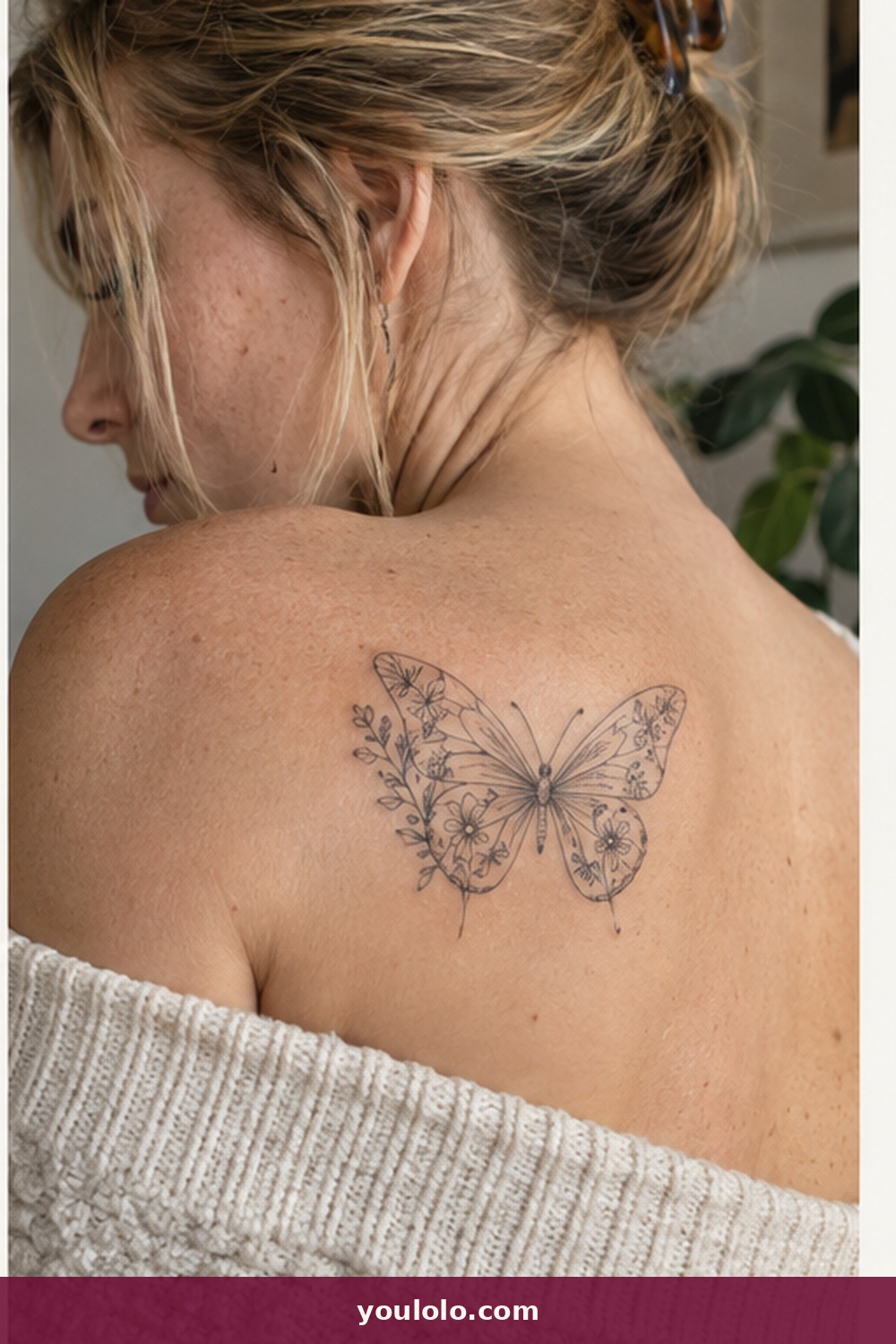 Botanical Butterfly — idea 9 from Fine Line Tattoos for Women