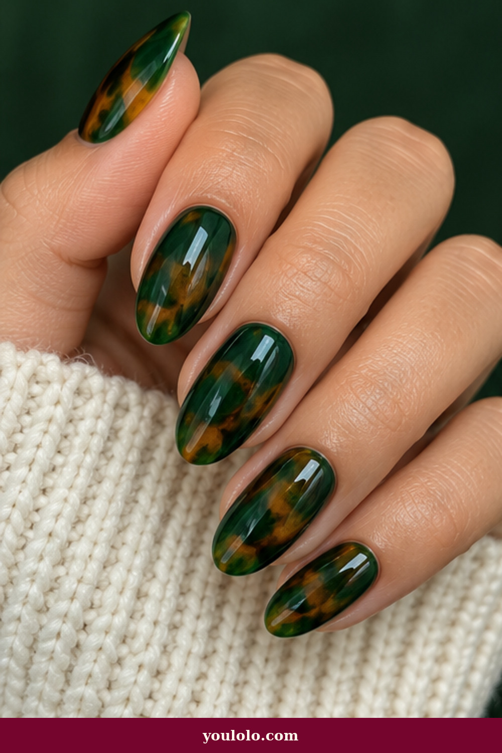 Emerald Green Nails idea 9: Emerald Tortoiseshell