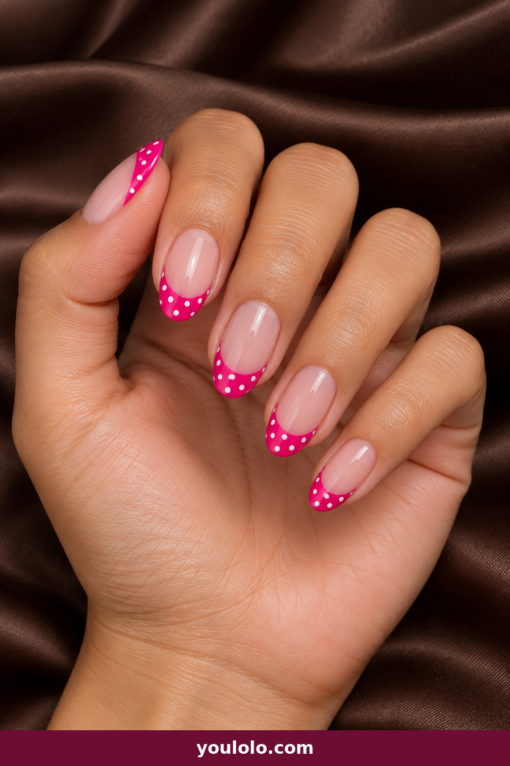 Valentines Nails Designs idea 9: Hot Pink Polka Dots