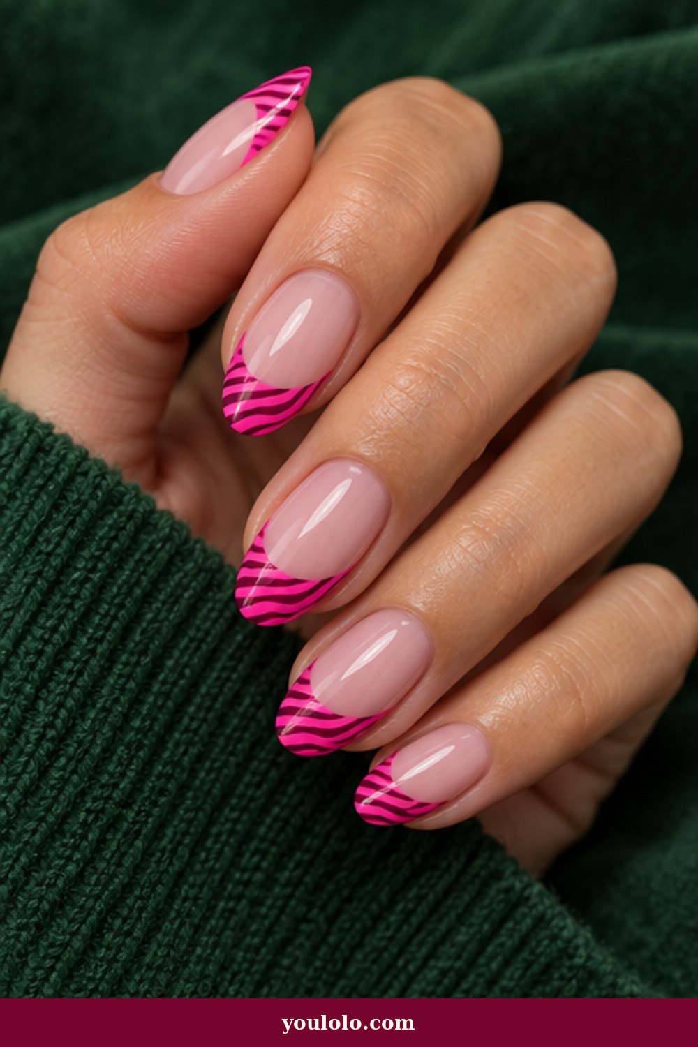 Zebra Print Nails idea 9: Hot Pink Zebra French