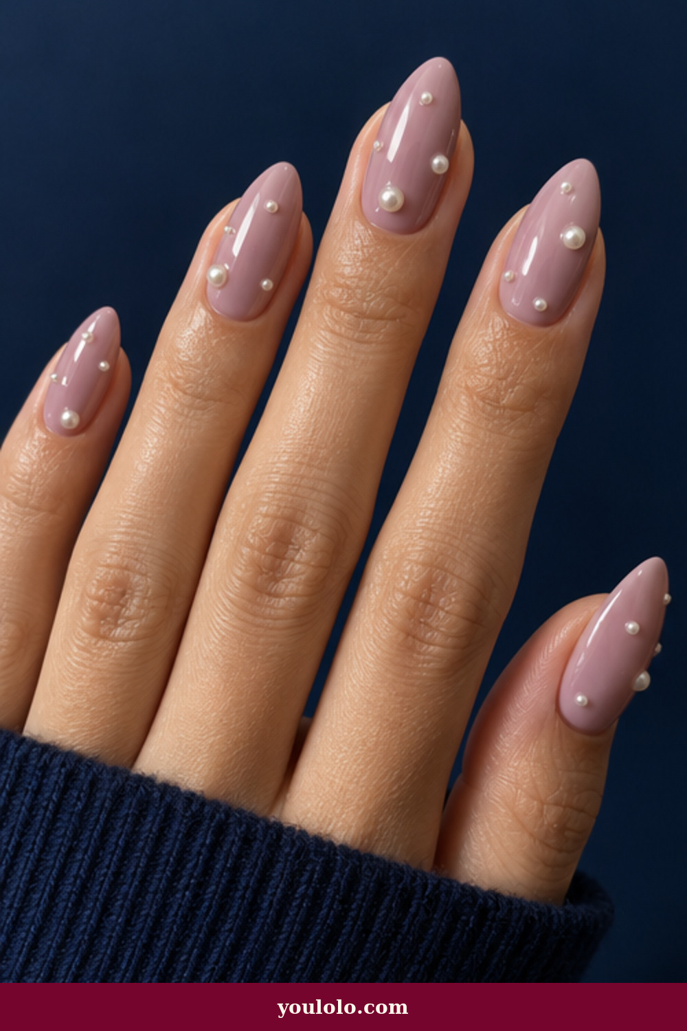 Simple Funky Nails idea 9: Mauve Pearl Dots