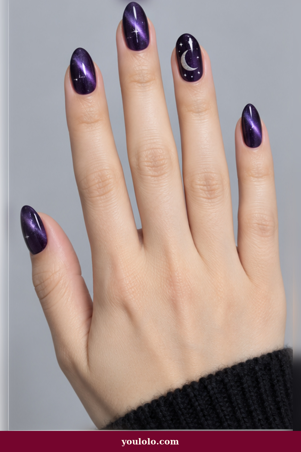 Midnight Purple Cat-Eye BTS Nails idea