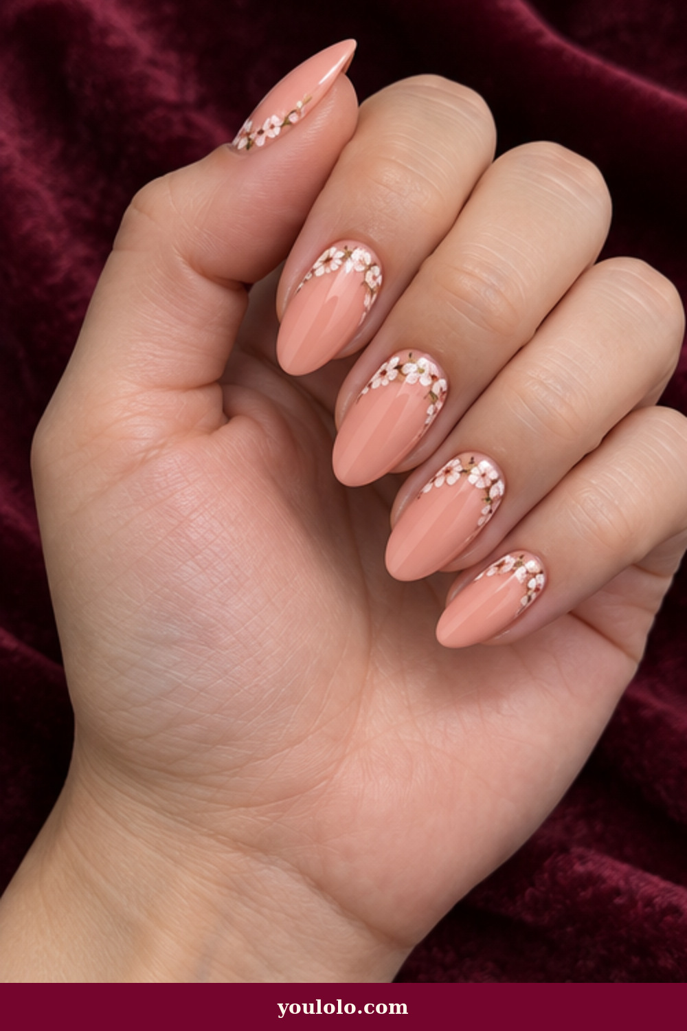 Petal Garland Cuticles Cherry Blossom Nails idea