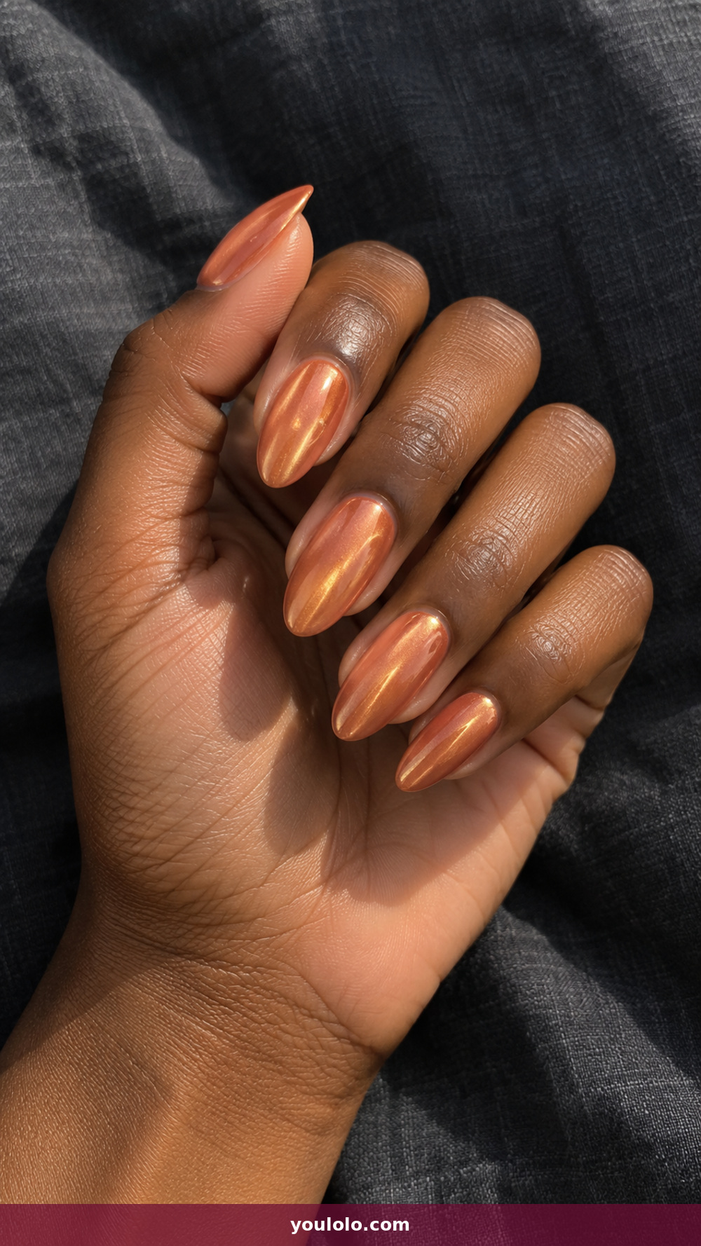 Peach Nails idea 9: Pumpkin Spice Chrome in a realistic fall manicure