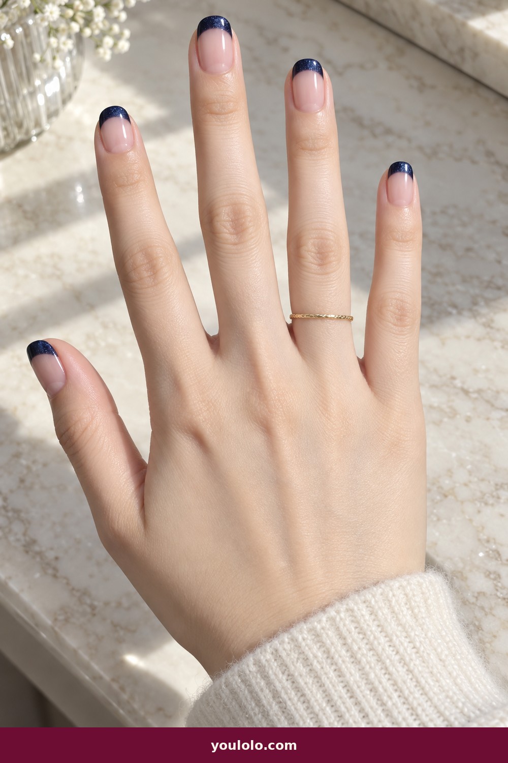 Reverse Gold French — French Nails Ideas idea 9