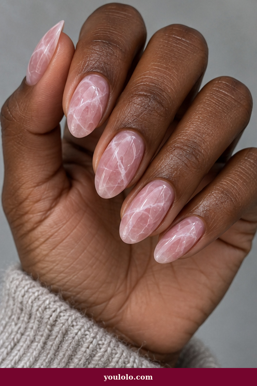Luxury Nails idea 9: Rose Quartz Veins