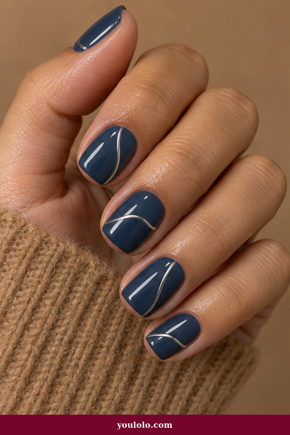 Cool Girl Nails idea 9: Storm Blue Chrome Lines