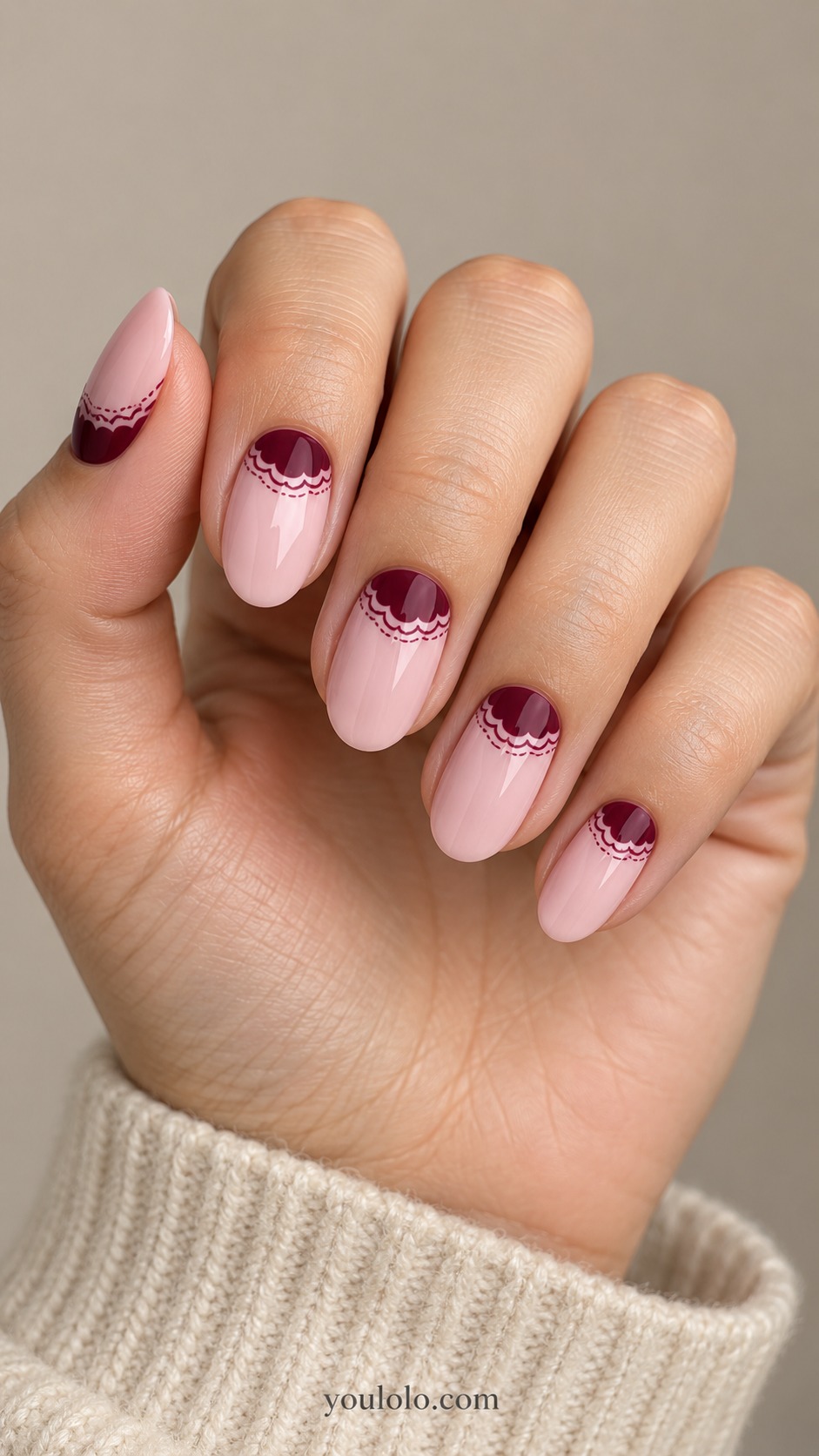 sweater nails — Berry Scalloped Collar
