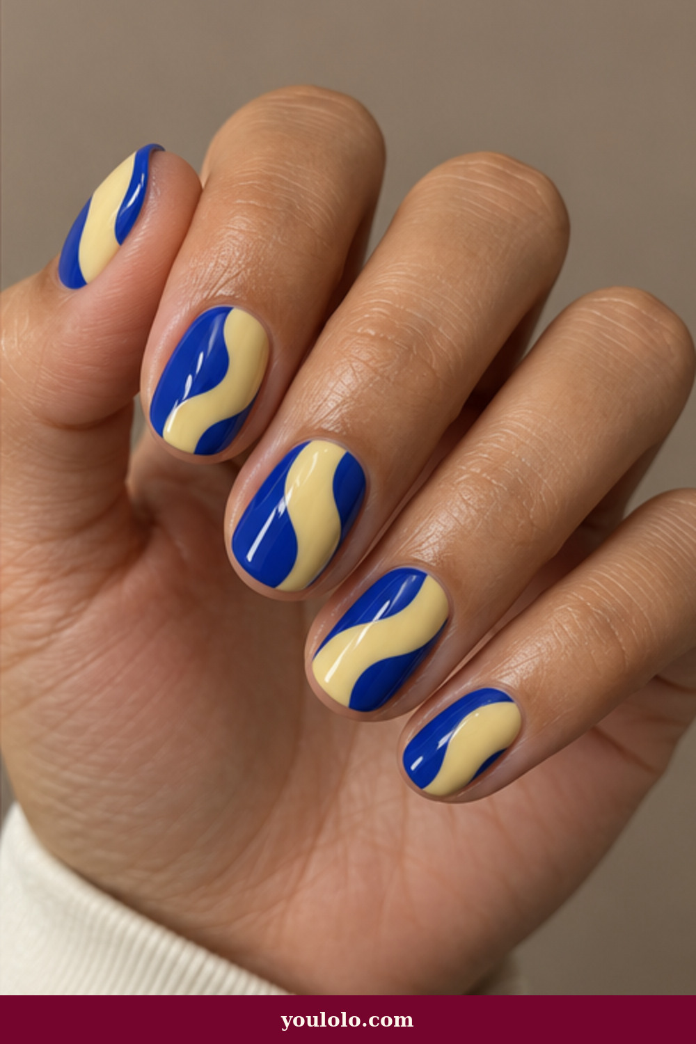 Simple Funky Nails idea 10: Cobalt Butter Waves