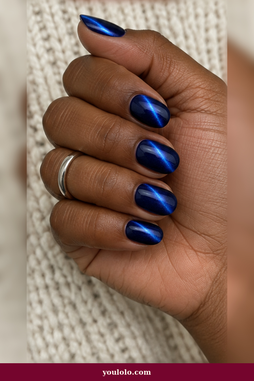 Festival Nails idea 10: electric blue magnetic cat-eye manicure