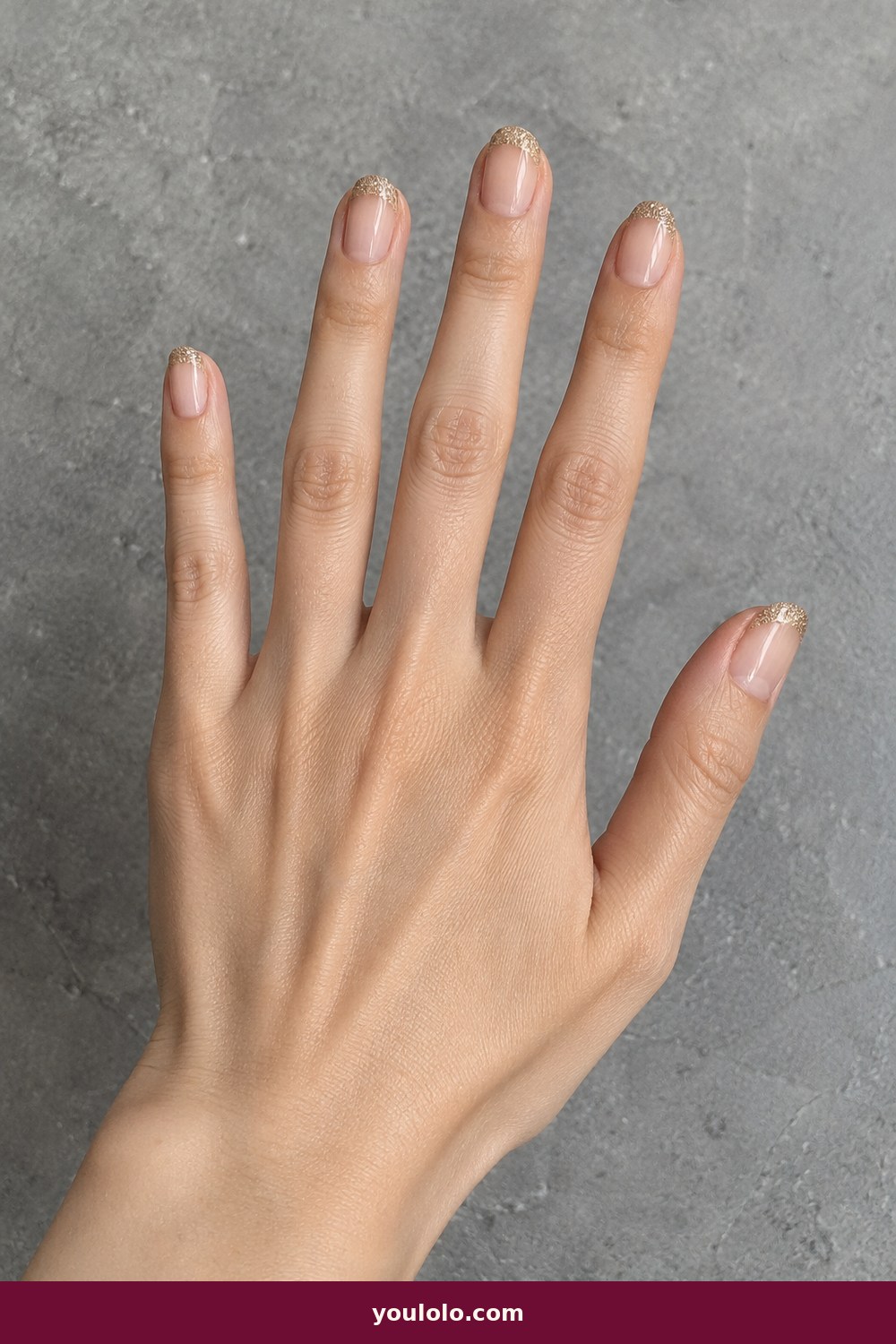 Cruise Nails idea 10: Gold Sand French