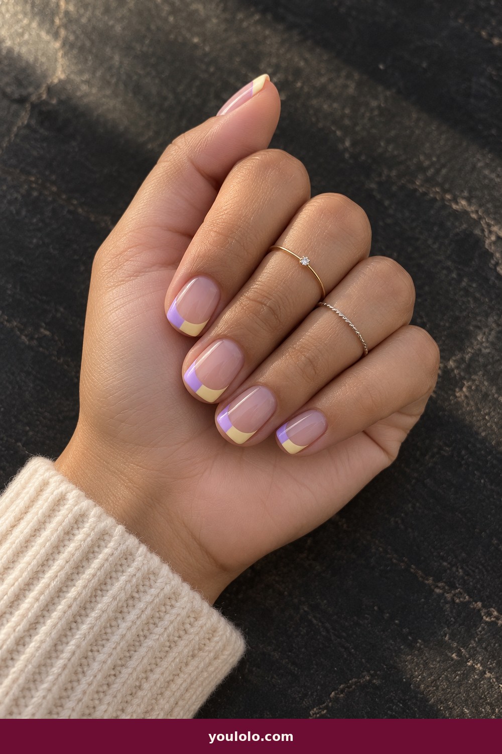 Pastel Split French — French Nails Ideas idea 10