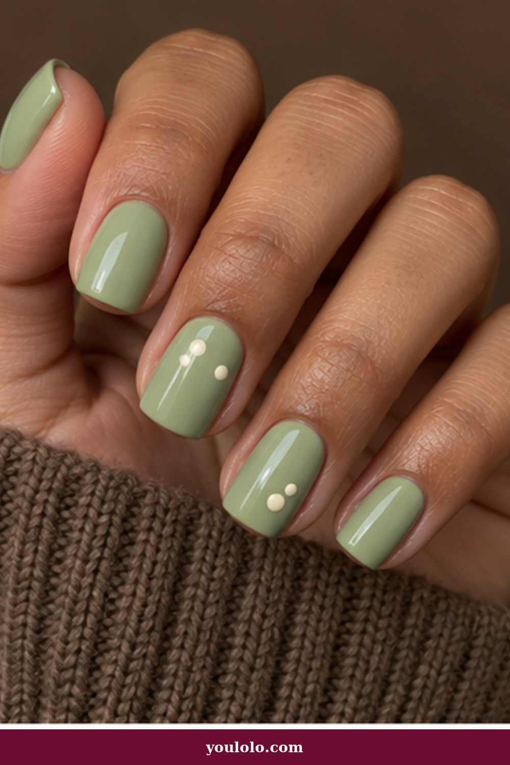 Squoval Nails idea 10: Pistachio Dot Accents