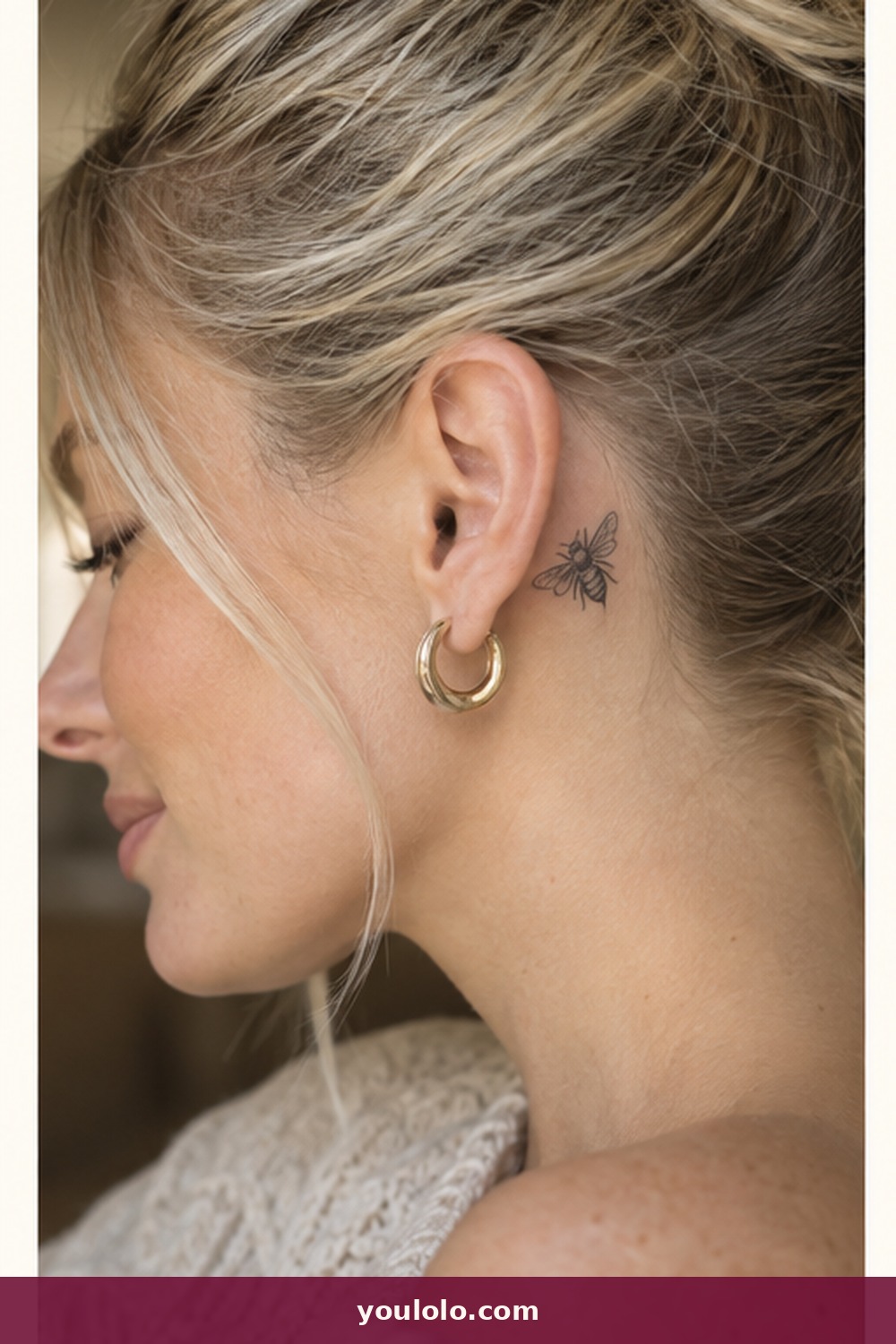 Small Honeybee — idea 10 from Behind the Ear Tattoos for Women