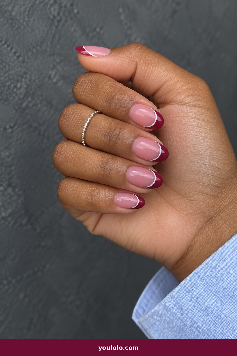 Berry Outline French — French Nails Ideas idea 11