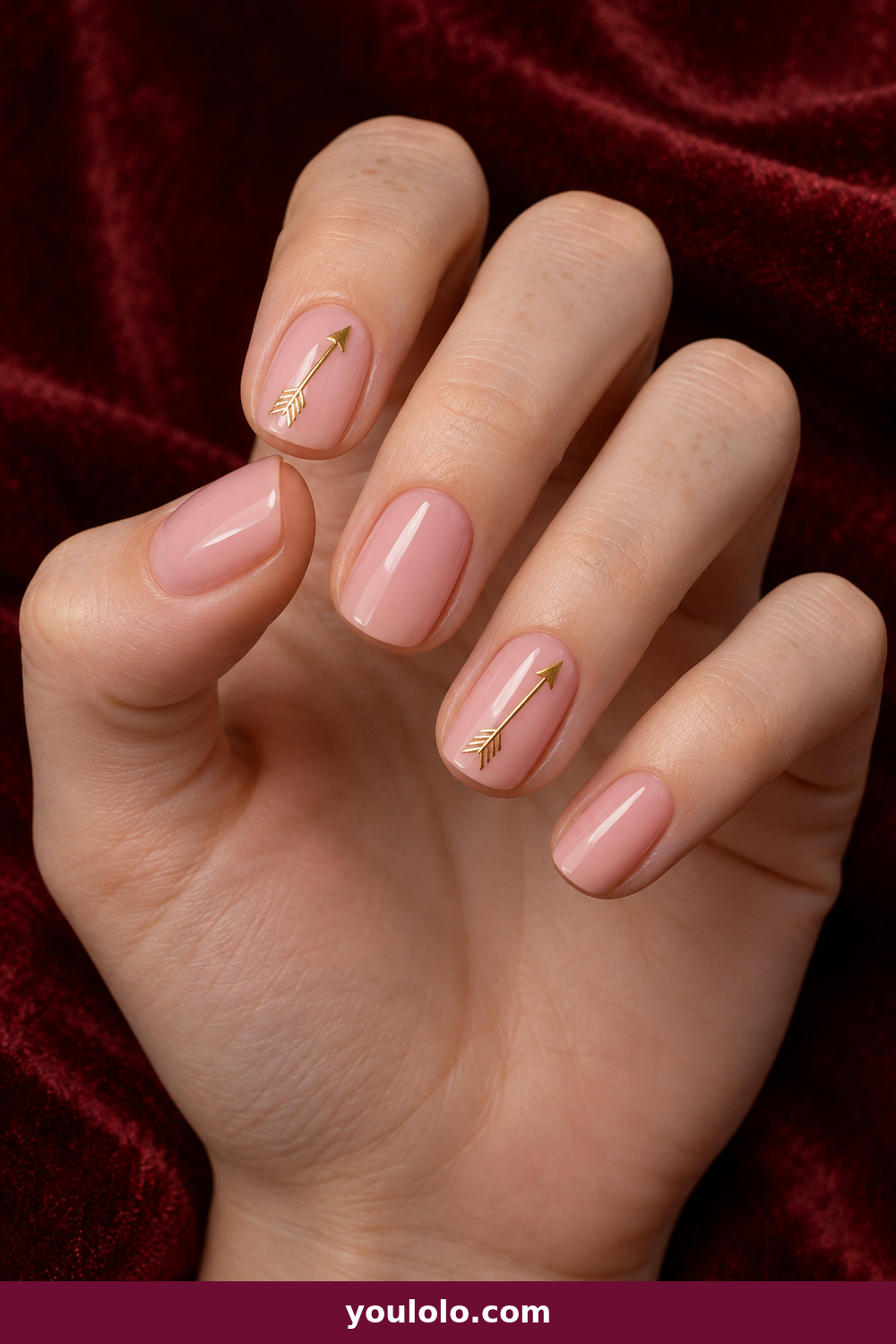 Valentines Nails Designs idea 11: Cupid Gold Arrows