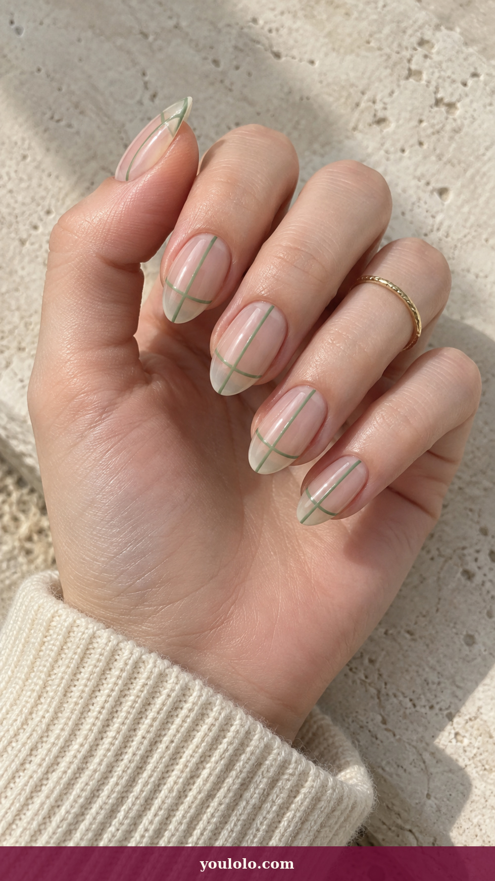 Simple Spring Nails idea 11: Greenhouse Pane on a realistic feminine hand