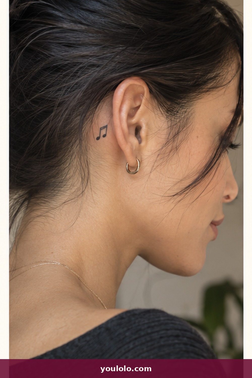 One Musical Note — idea 11 from Behind the Ear Tattoos for Women