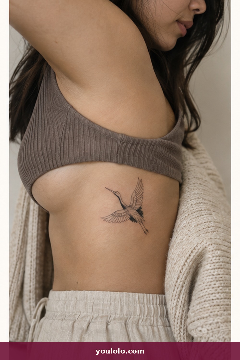 Small Crane in Flight — idea 11 from Fine Line Tattoos for Women