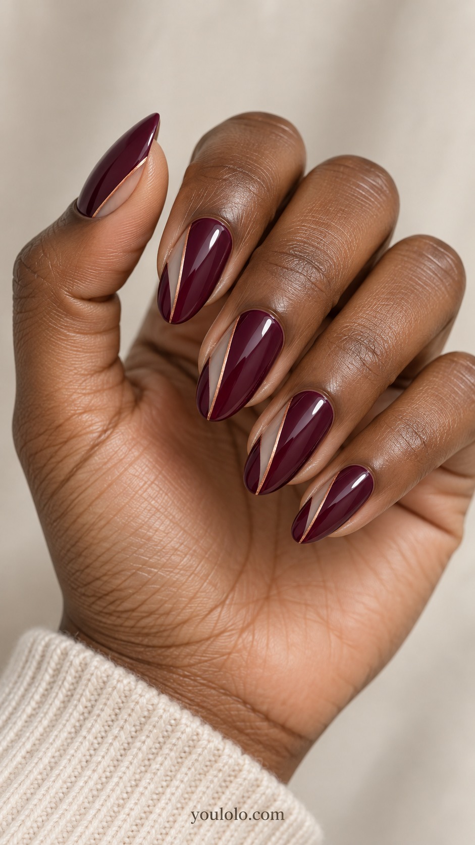 copper chrome nails — Aubergine Copper Cutout