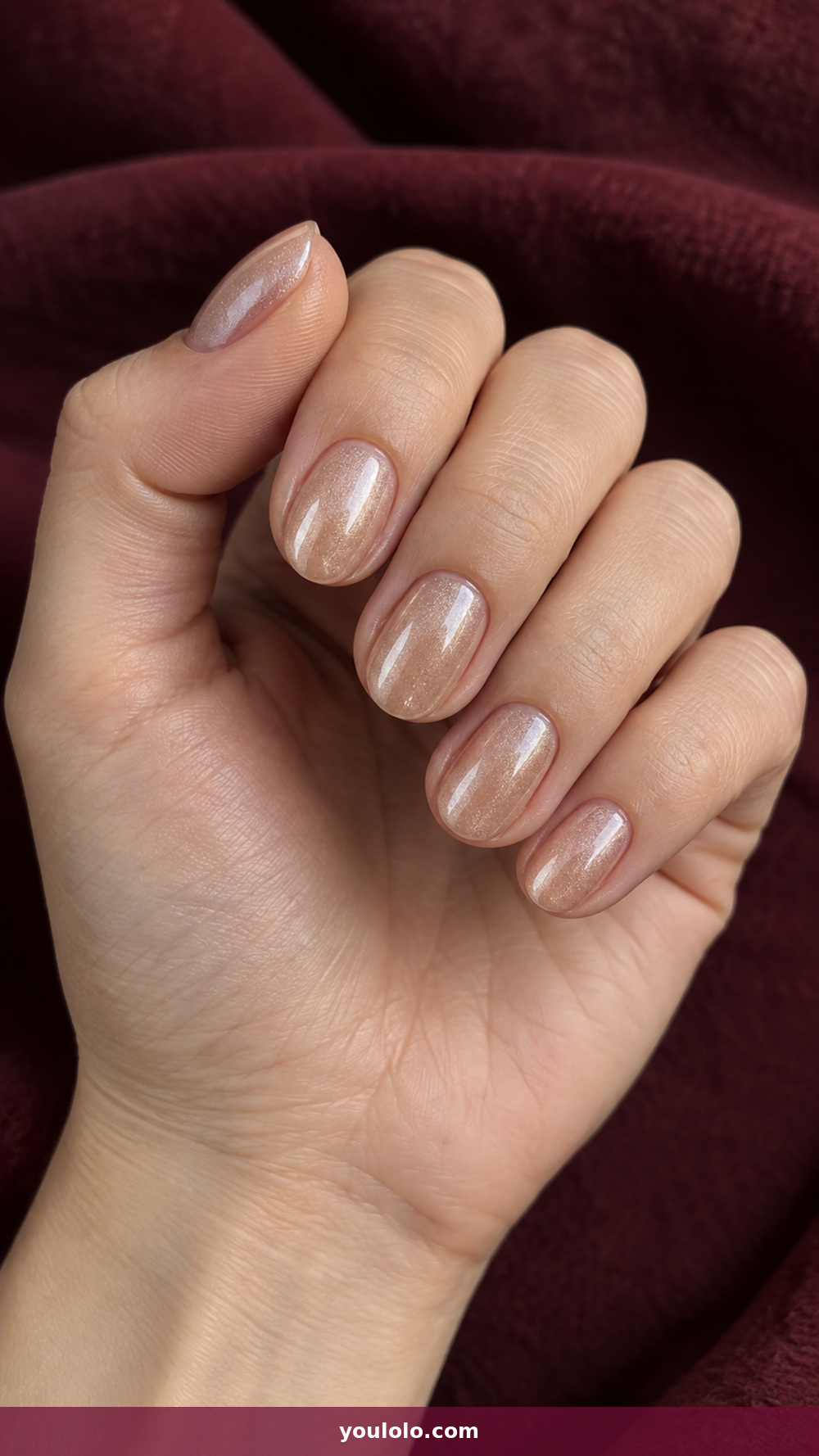 Short Oval Nails idea 12: Champagne Glazed Oval in a realistic fall manicure