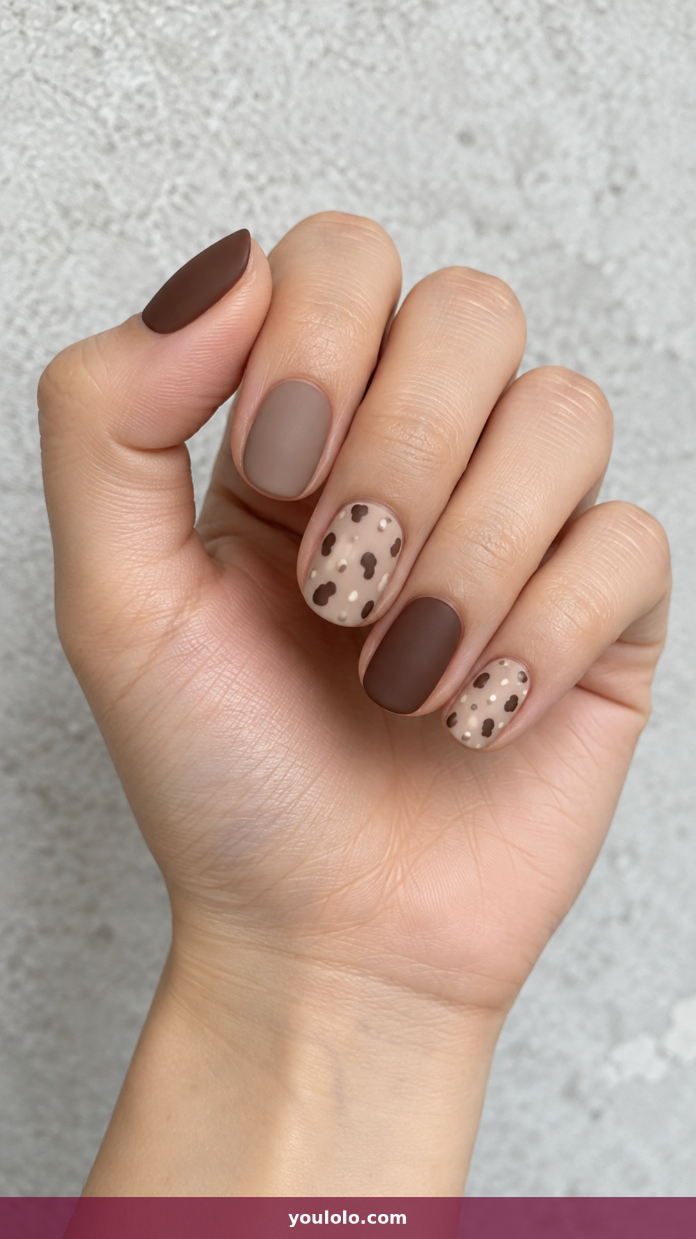 Matte Nails idea 12: Fawn Print Accents in a realistic fall manicure