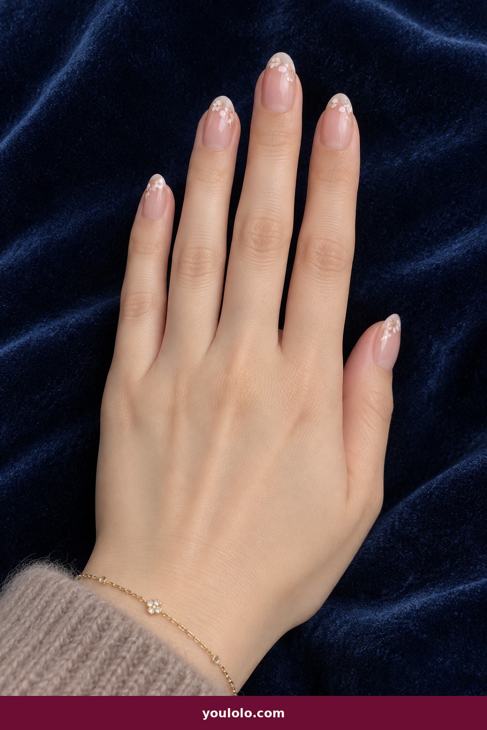 Floral French Corners — French Nails Ideas idea 12