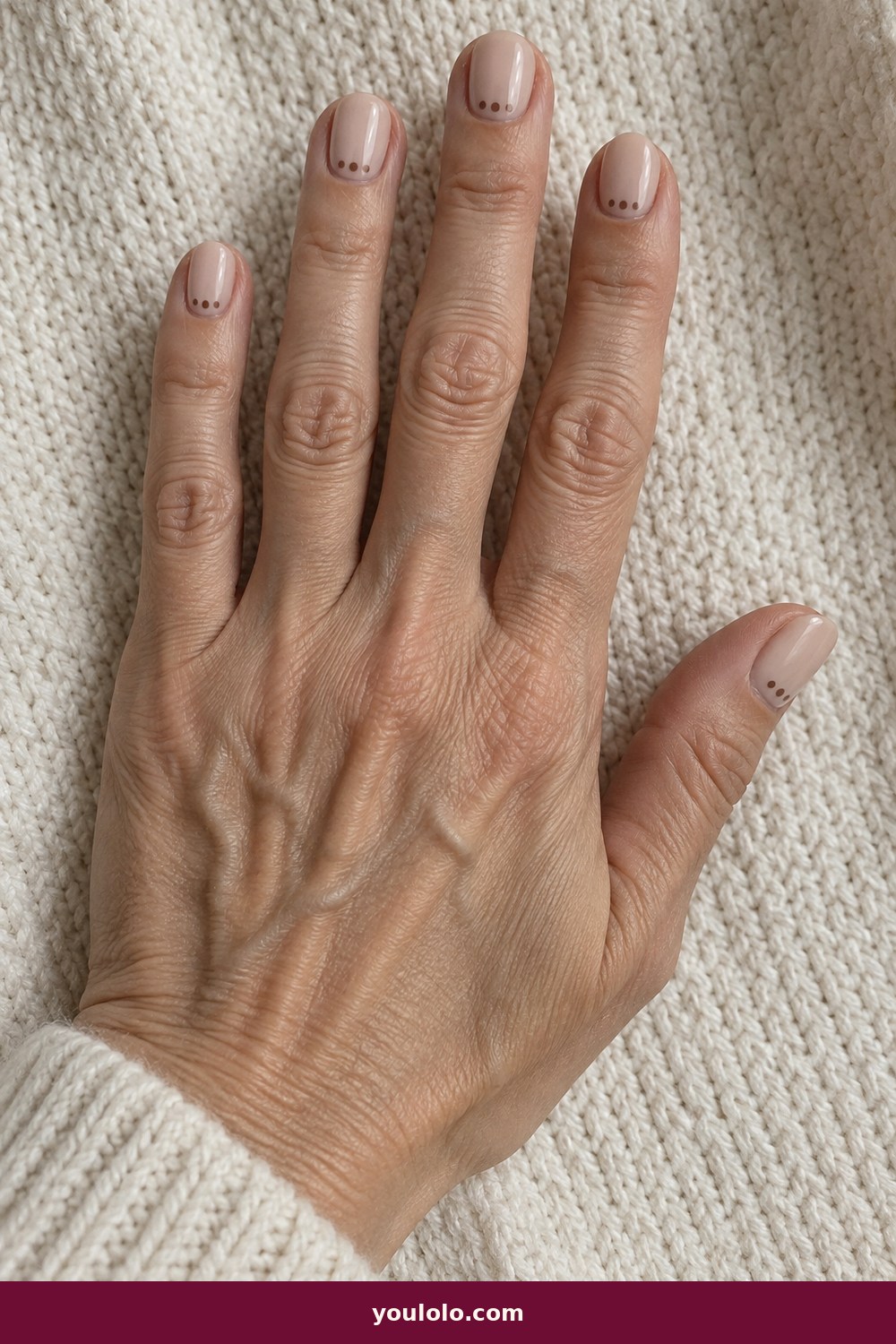 Beige Nails idea 12: Mocha Dot Cuff