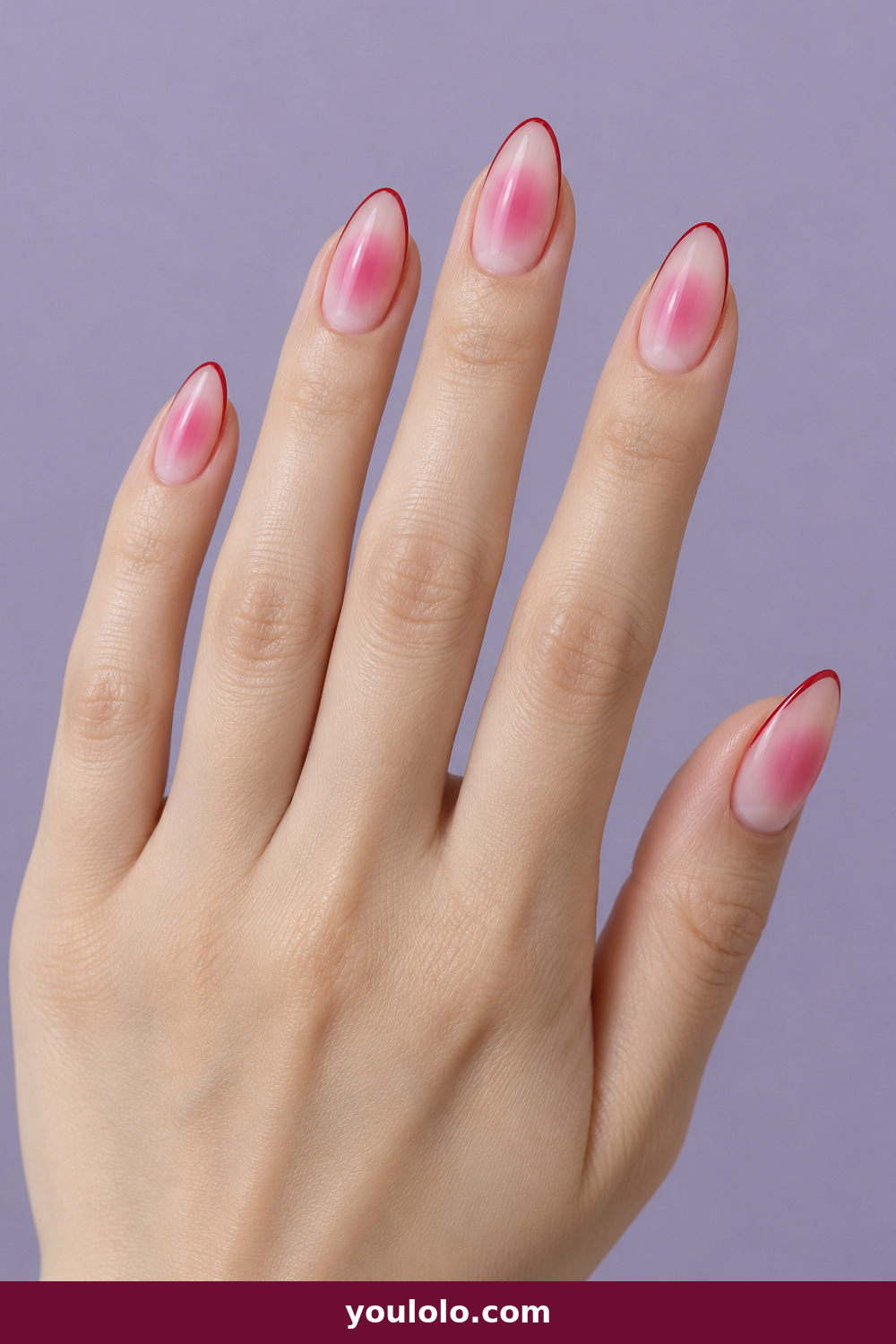 Valentines Nails Designs idea 12: Pink Aura Outline