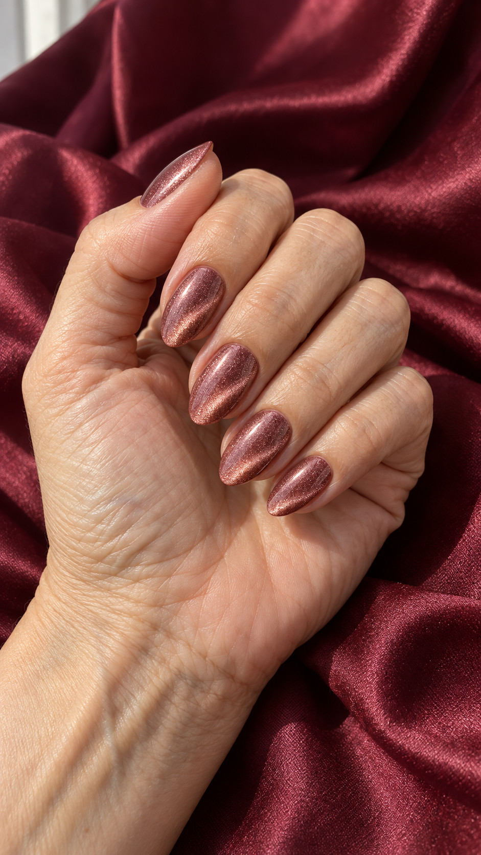 Velvet Nails idea 12: Rose Copper manicure on a realistic feminine hand