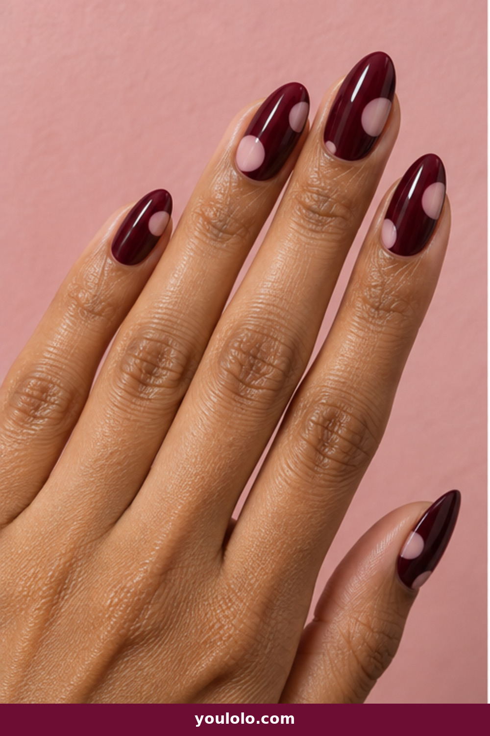 Pink Polka Dot Nails idea 13: Black Cherry Blush Bubbles