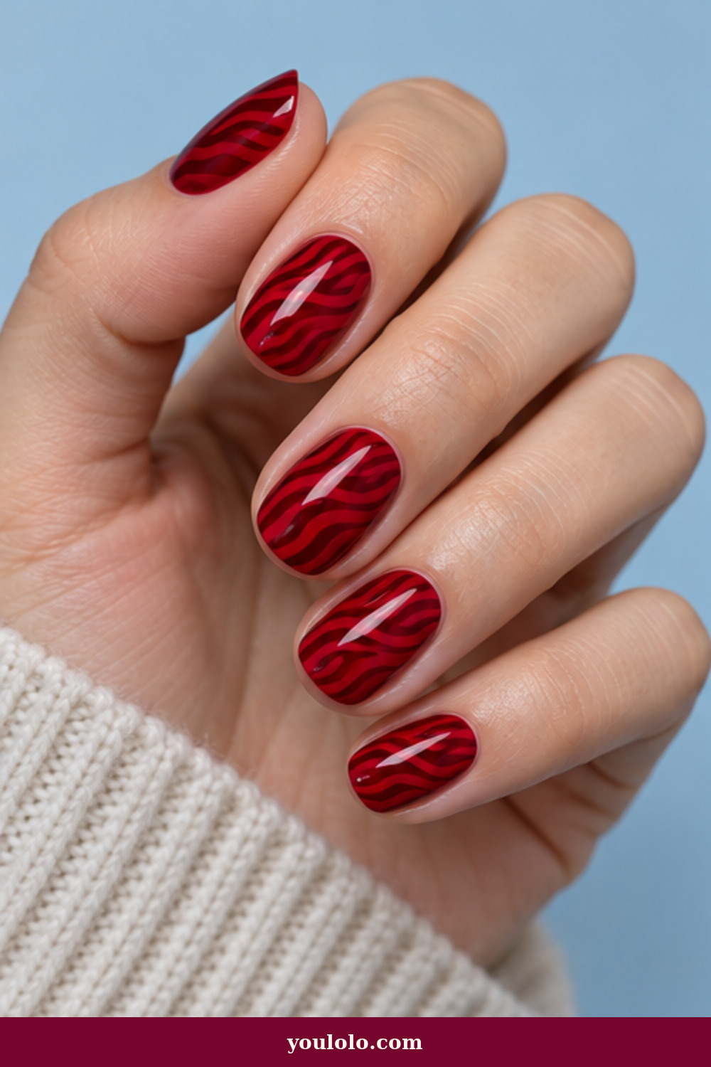 Zebra Print Nails idea 13: Cherry Tonal Zebra
