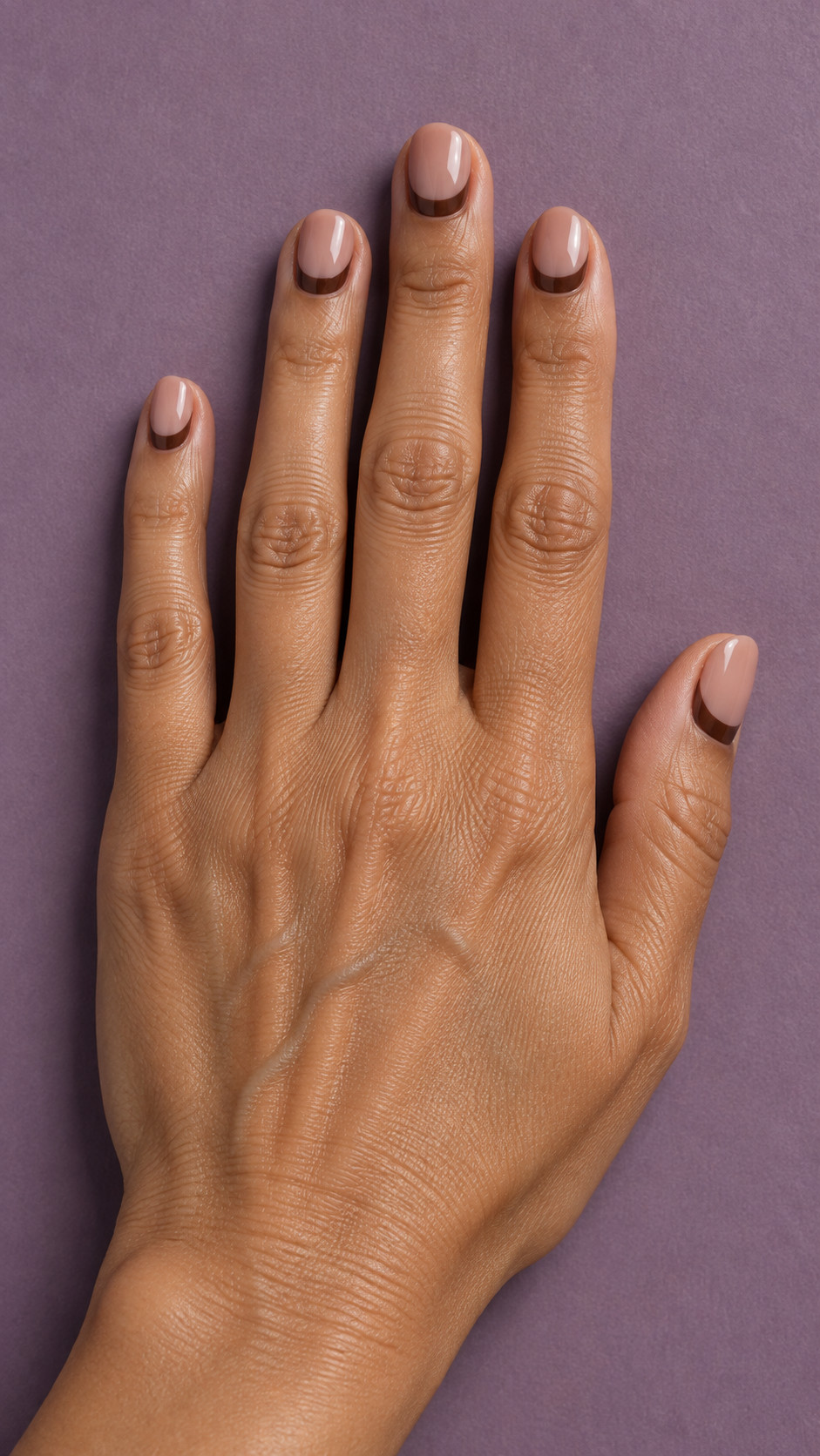 Chocolate Brown Nails idea 13: Chocolate at the Cuticle manicure on a realistic feminine hand