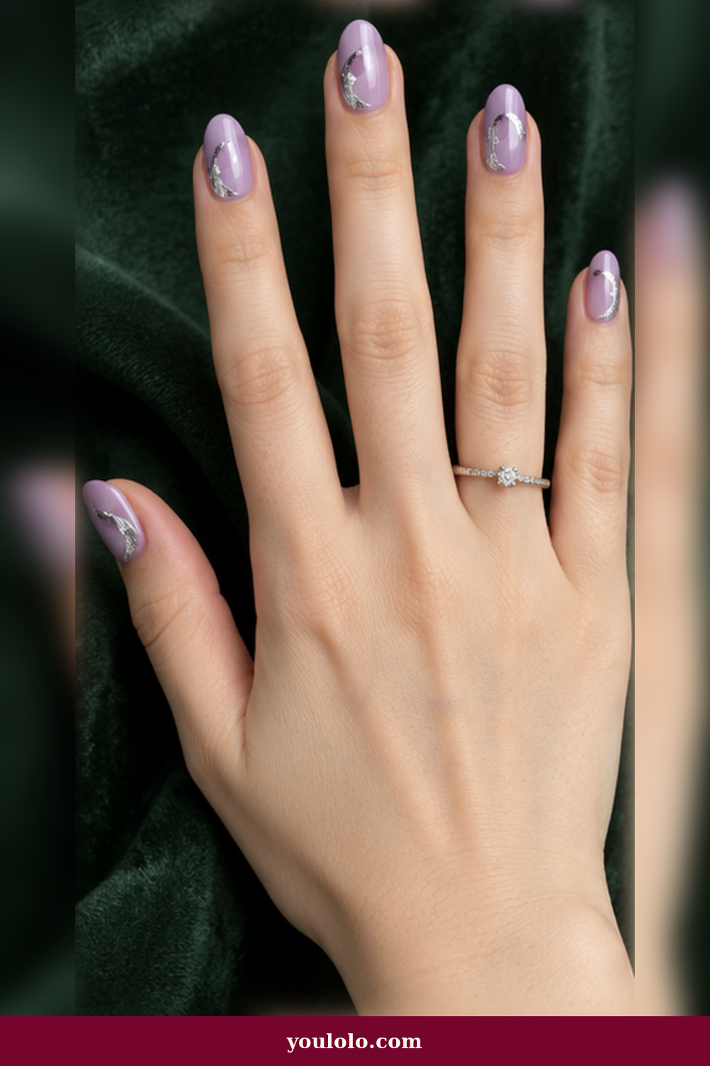 Festival Nails idea 13: lavender nails with foil crescent moons