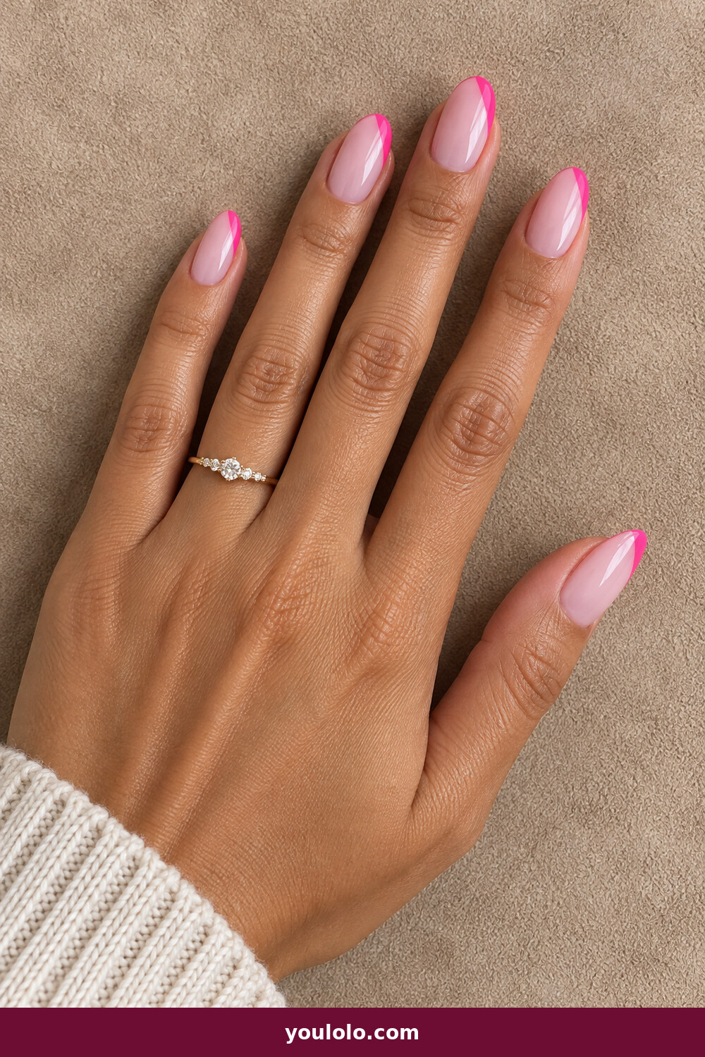 Pink Summer Nails idea 13: Neon Side French