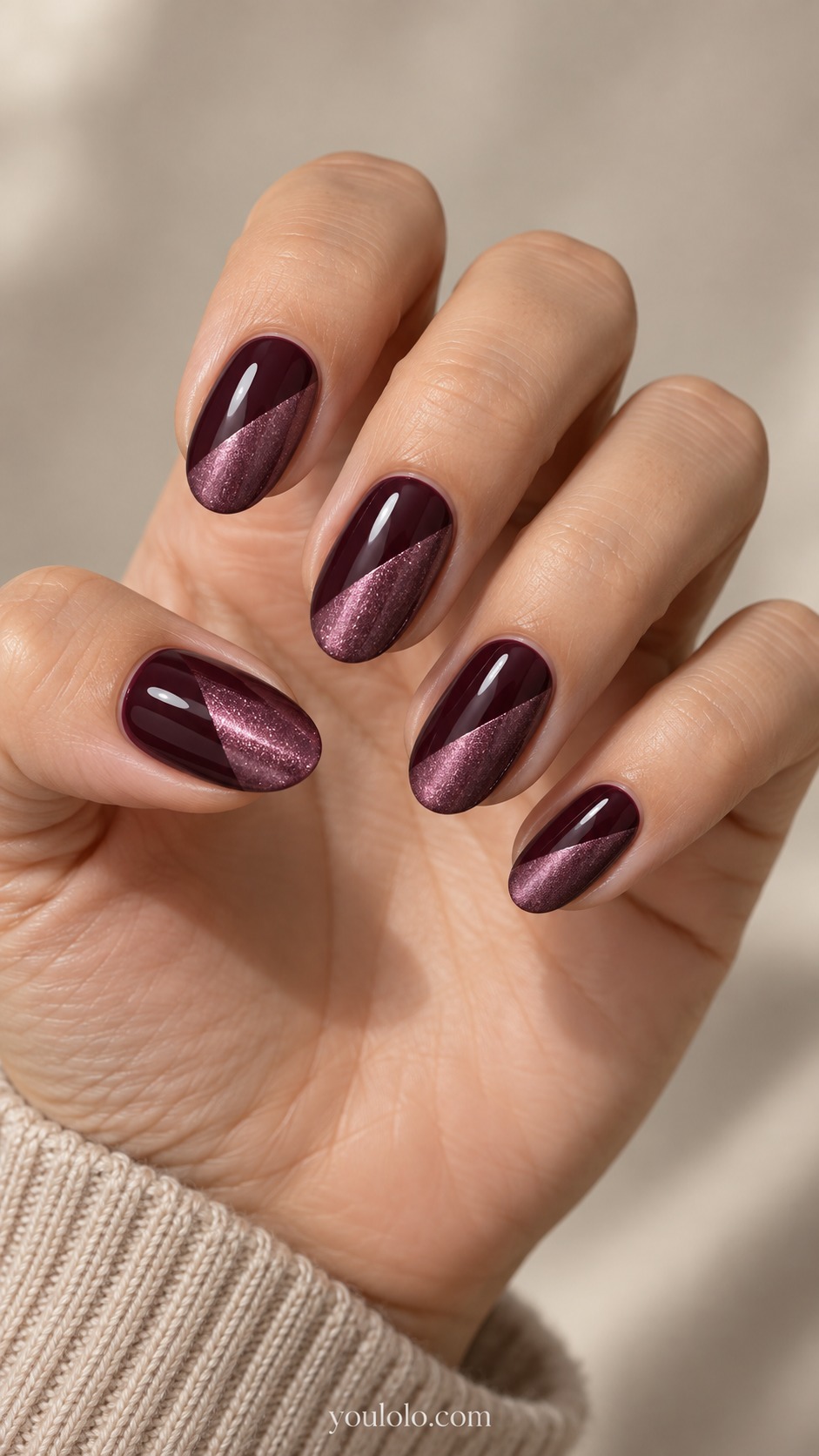 plum cat eye nails — Plum Magnetic Double-Tone