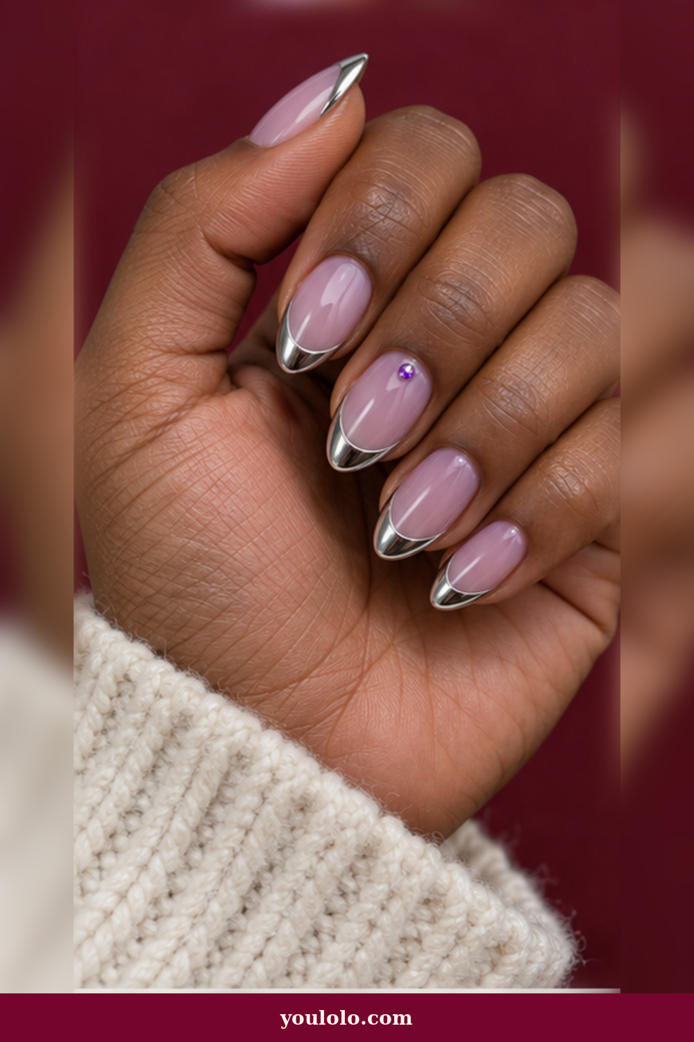 Silver Chrome French BTS Nails idea