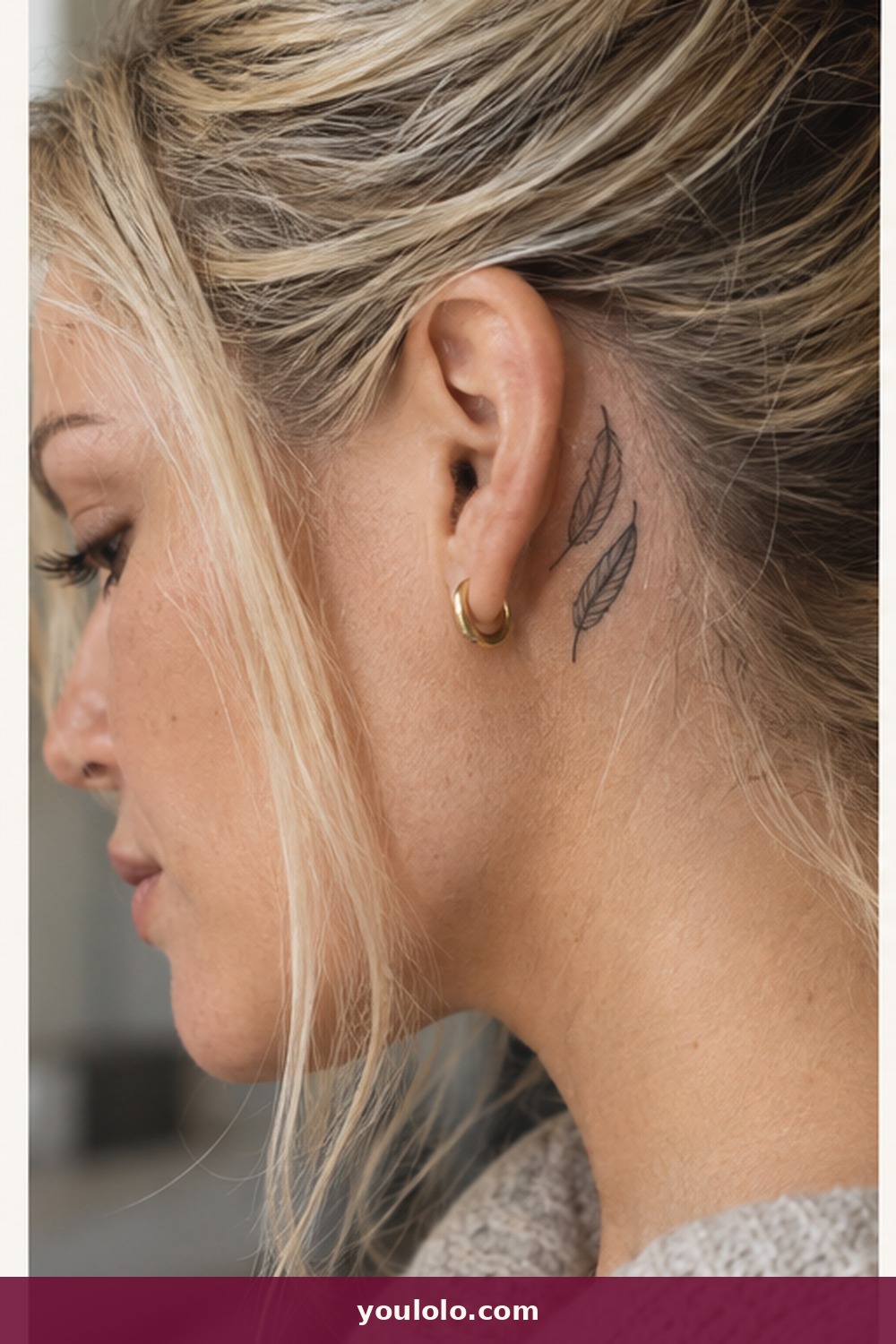 Two Light Feathers — idea 13 from Behind the Ear Tattoos for Women