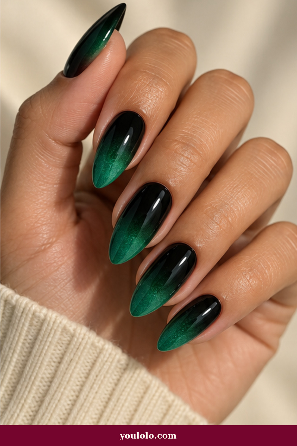 Emerald Green Nails idea 14: Black Emerald Ombré